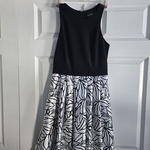 Betsy & Adam Black and White Patterned Midi Dress